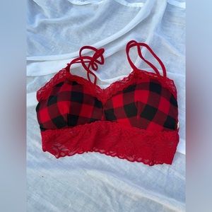 Christmas Buffalo check red and black bralette